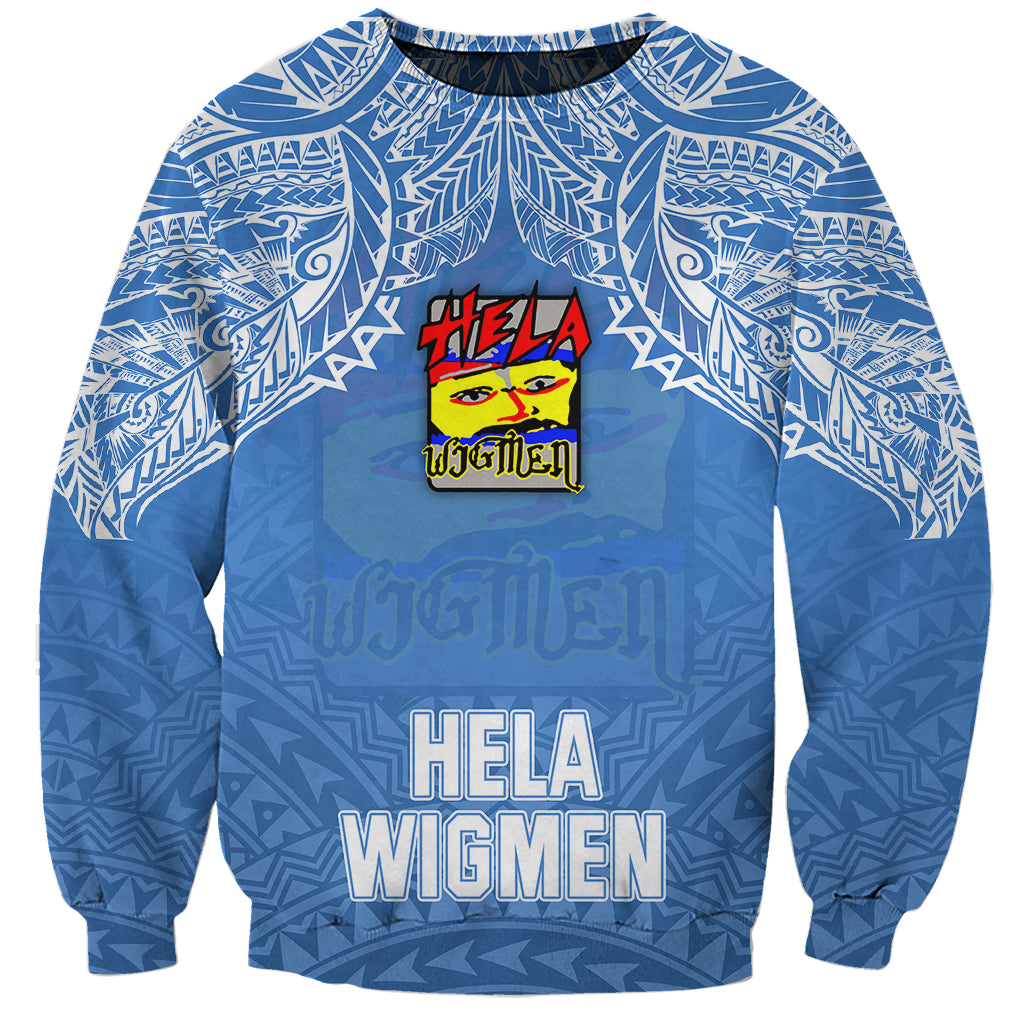 Custom Hela Wigmen Rugby Sweatshirt Papua New Guinea Polynesian Tattoo LT03 Unisex Blue - Polynesian Pride