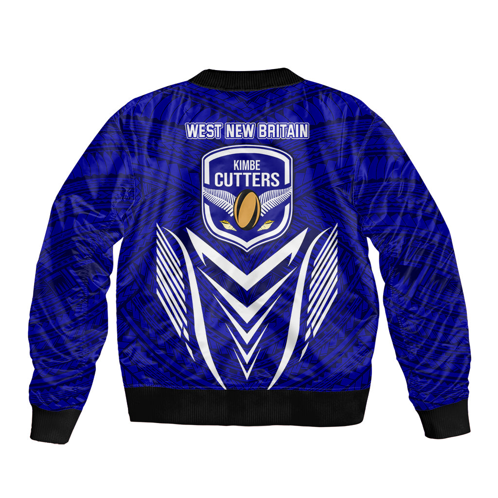 Kimbe Cutters Rugby Bomber Jacket Papua New Guinea Polynesian Tattoo Blue Version LT03 - Polynesian Pride