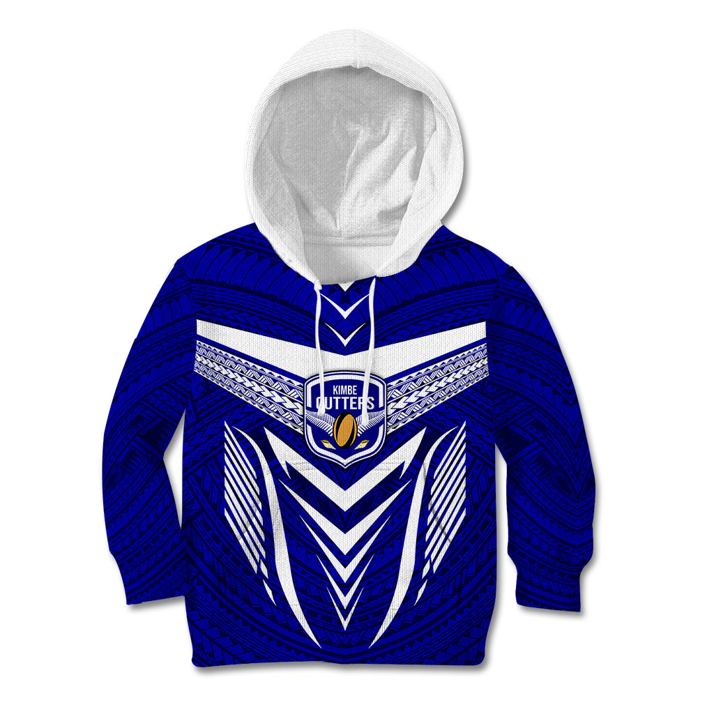 Kimbe Cutters Rugby Kid Hoodie Papua New Guinea Polynesian Tattoo Blue Version LT03 Blue - Polynesian Pride