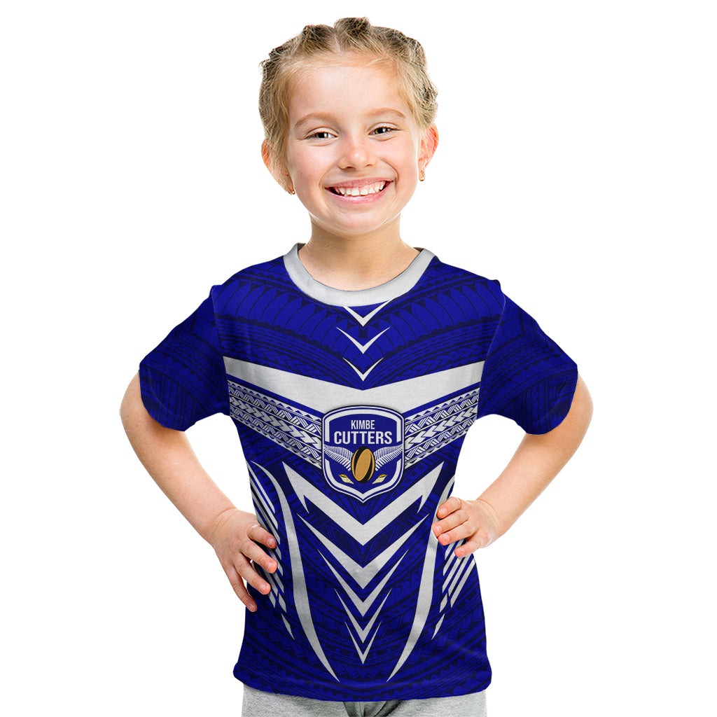 Kimbe Cutters Rugby Kid T Shirt Papua New Guinea Polynesian Tattoo Blue Version LT03 Blue - Polynesian Pride