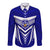 Kimbe Cutters Rugby Long Sleeve Button Shirt Papua New Guinea Polynesian Tattoo Blue Version LT03 Unisex Blue - Polynesian Pride