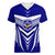 Kimbe Cutters Rugby Women V Neck T Shirt Papua New Guinea Polynesian Tattoo Blue Version LT03 Female Blue - Polynesian Pride