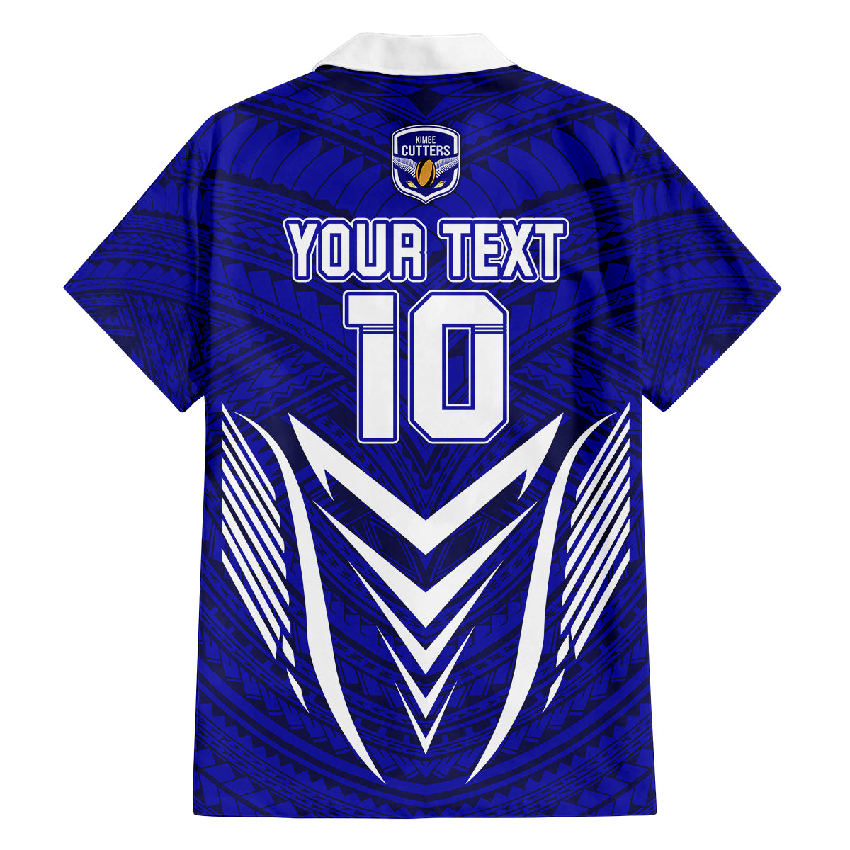 Custom Kimbe Cutters Rugby Family Matching Off Shoulder Long Sleeve Dress and Hawaiian Shirt Papua New Guinea Polynesian Tattoo Blue Version LT03 - Polynesian Pride