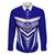 Custom Kimbe Cutters Rugby Family Matching Summer Maxi Dress and Hawaiian Shirt Papua New Guinea Polynesian Tattoo Blue Version LT03 Dad's Shirt - Long Sleeve Blue - Polynesian Pride