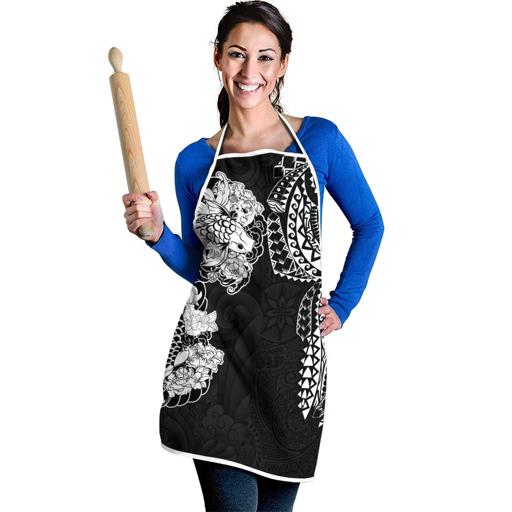 Japanese Irezumi and Hawaiian Polynesian Art Tattoo Apron Black Color - Polynesian Pride