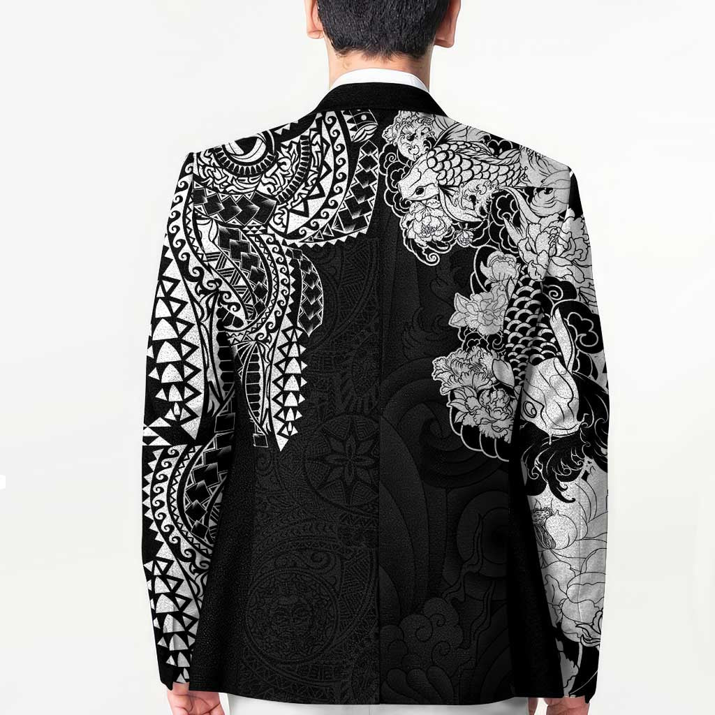 Japanese Irezumi and Hawaiian Polynesian Art Tattoo Blazer Black Color - Polynesian Pride