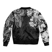 Japanese Irezumi and Hawaiian Polynesian Art Tattoo Bomber Jacket Black Color - Polynesian Pride