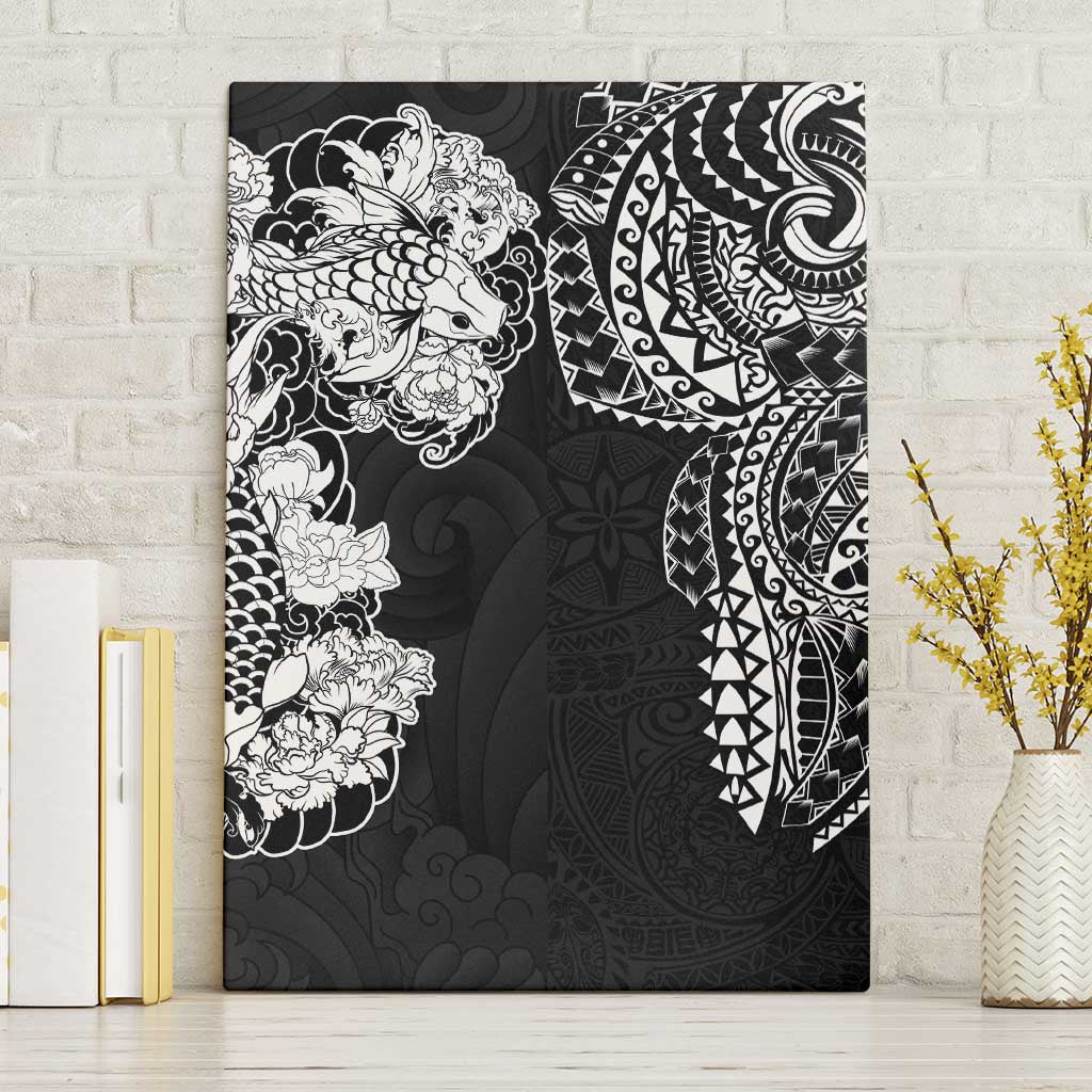 Japanese Irezumi and Hawaiian Polynesian Art Tattoo Canvas Wall Art Black Color - Polynesian Pride