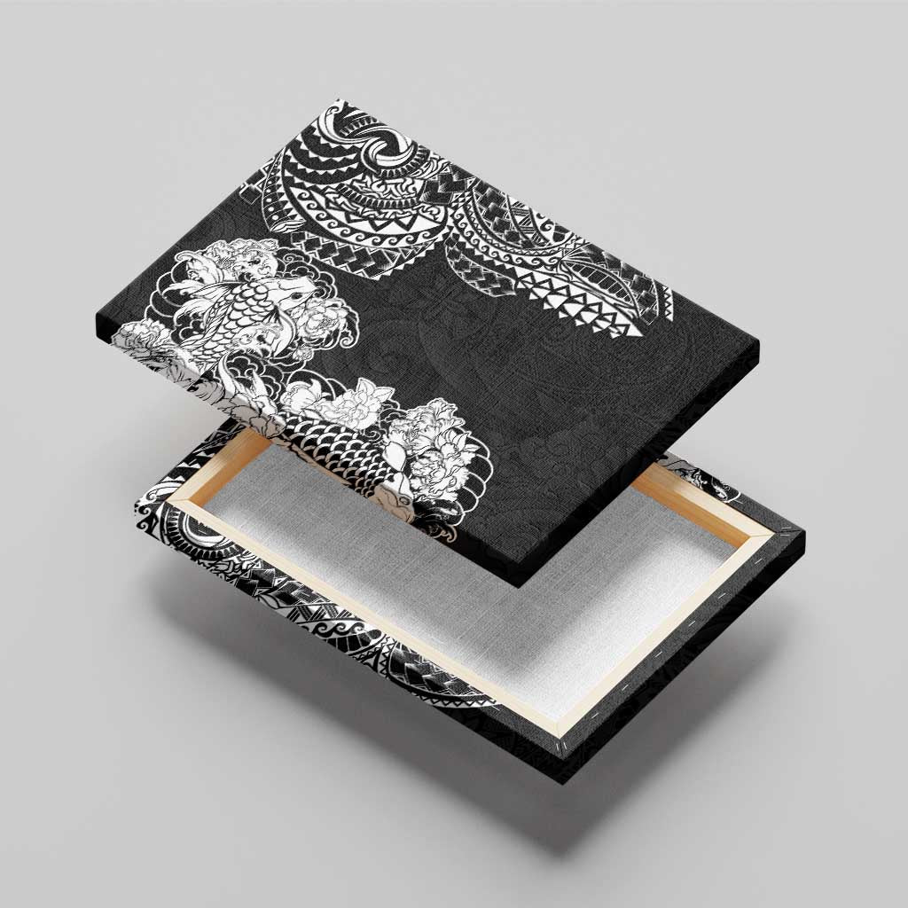Japanese Irezumi and Hawaiian Polynesian Art Tattoo Canvas Wall Art Black Color - Polynesian Pride