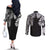 Japanese Irezumi and Hawaiian Polynesian Art Tattoo Couples Matching Off The Shoulder Long Sleeve Dress and Long Sleeve Button Shirt Black Color - Polynesian Pride