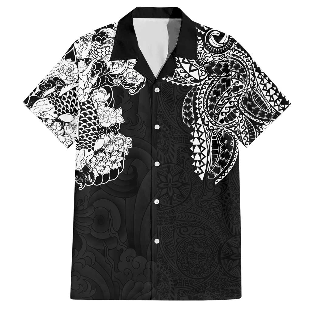 Japanese Irezumi and Hawaiian Polynesian Art Tattoo Hawaiian Shirt Black Color - Polynesian Pride
