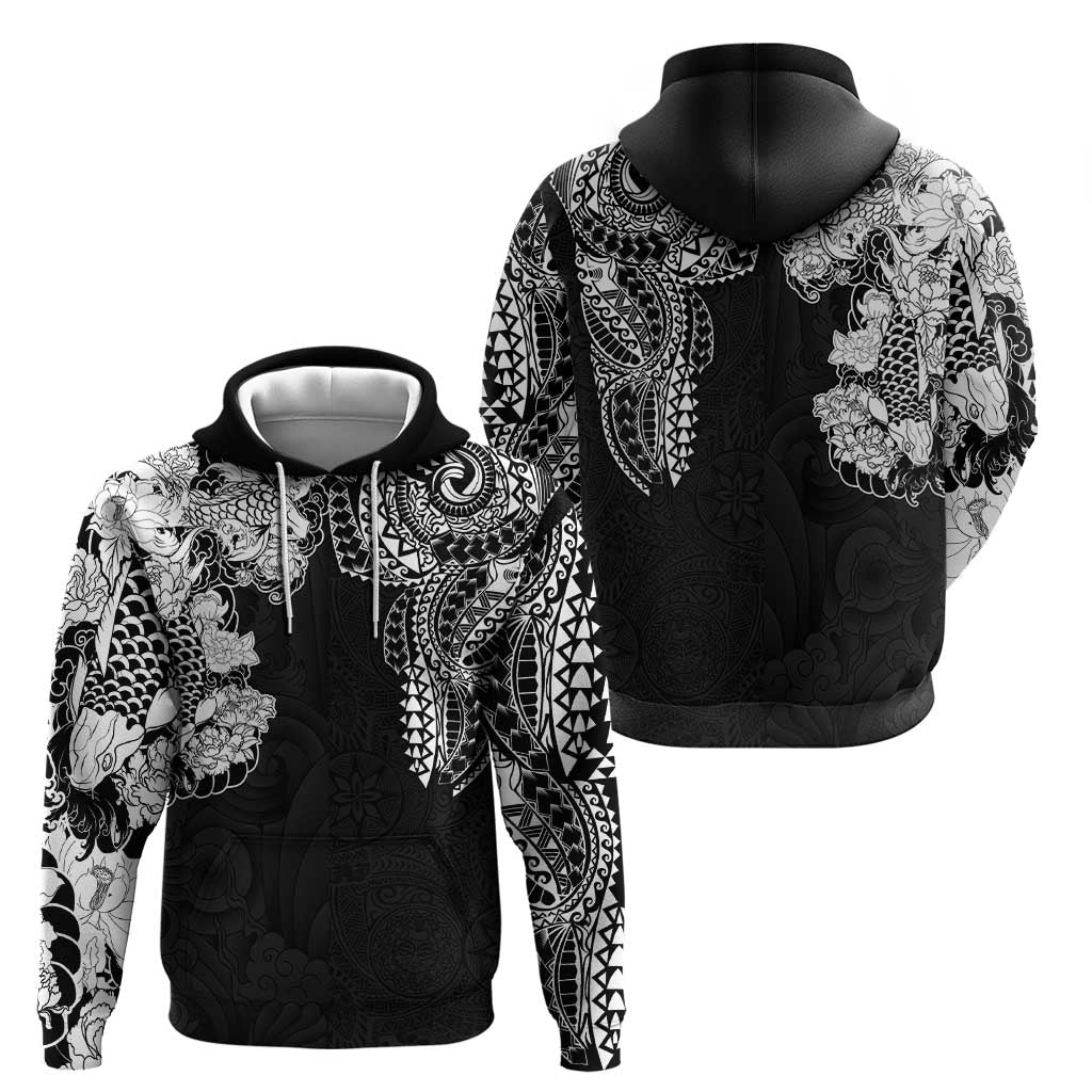 Japanese Irezumi and Hawaiian Polynesian Art Tattoo Hoodie Black Color - Polynesian Pride
