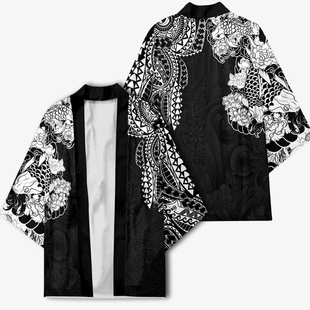 Japanese Irezumi and Hawaiian Polynesian Art Tattoo Kimono Black Color - Polynesian Pride