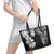 Japanese Irezumi and Hawaiian Polynesian Art Tattoo Leather Tote Bag Black Color - Polynesian Pride