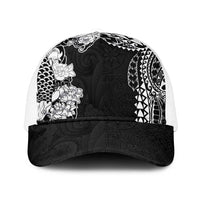 Japanese Irezumi and Hawaiian Polynesian Art Tattoo Mesh Trucker Cap Black Color - Polynesian Pride