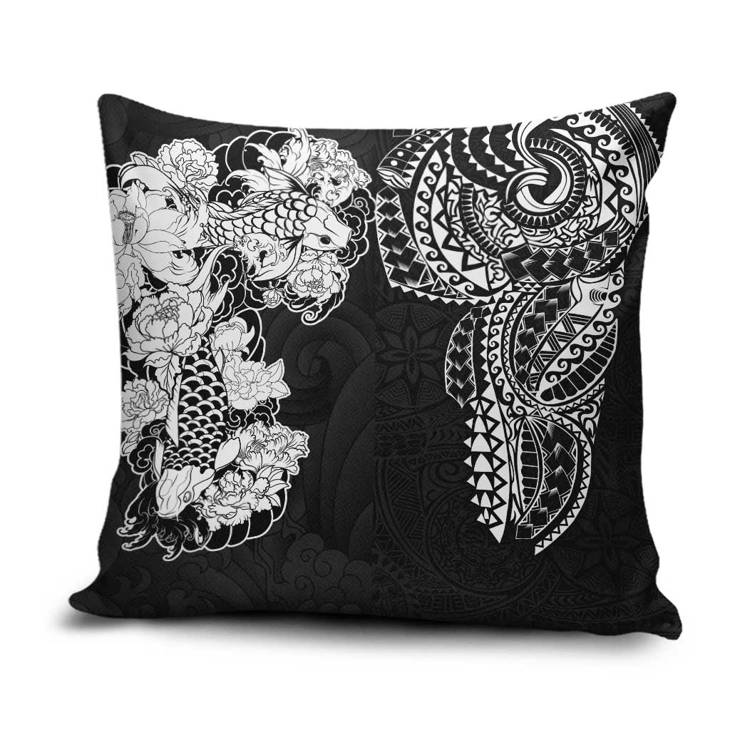 Japanese Irezumi and Hawaiian Polynesian Art Tattoo Pillow Cover Black Color - Polynesian Pride