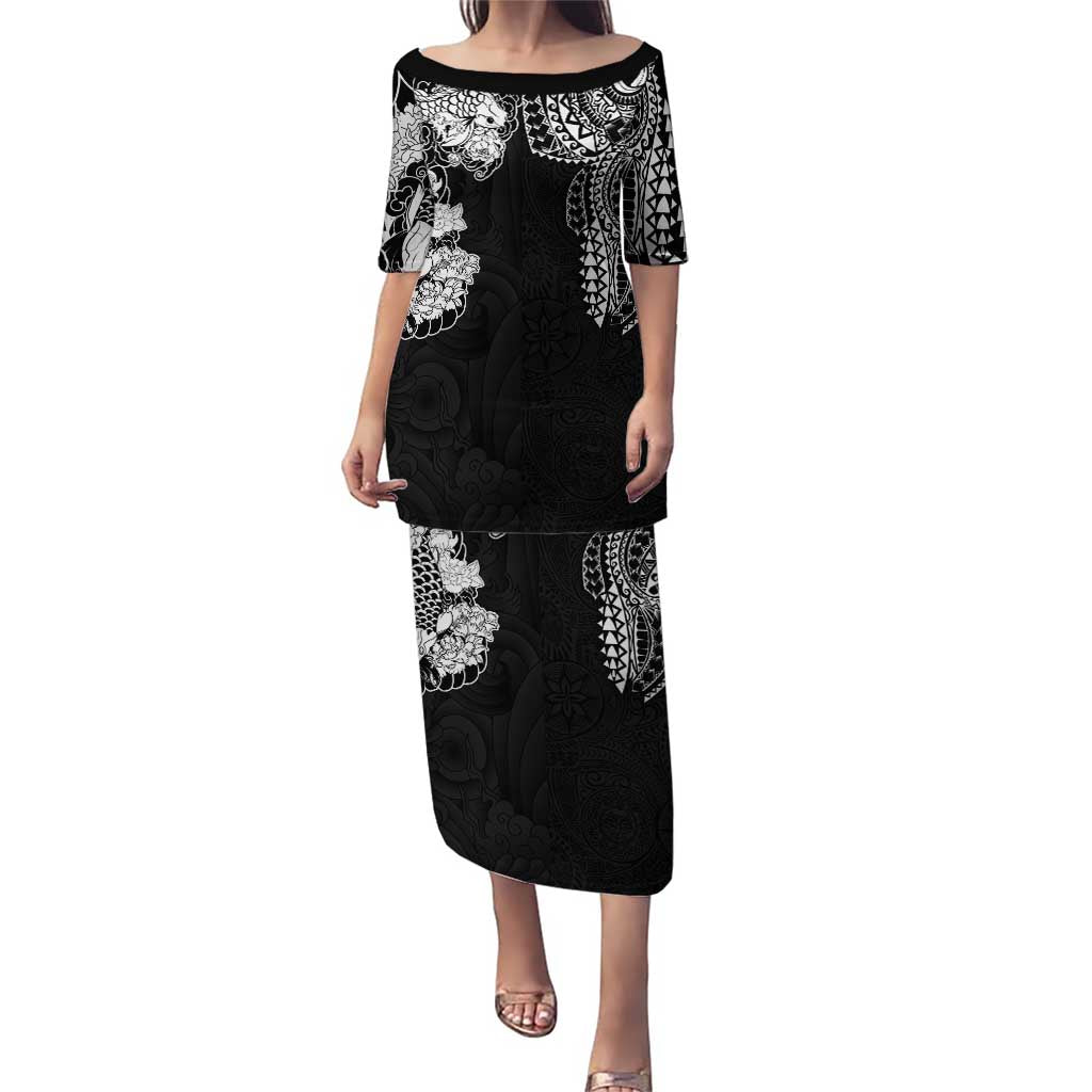 Japanese Irezumi and Hawaiian Polynesian Art Tattoo Puletasi Black Color - Polynesian Pride