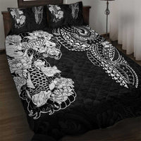Japanese Irezumi and Hawaiian Polynesian Art Tattoo Quilt Bed Set Black Color - Polynesian Pride