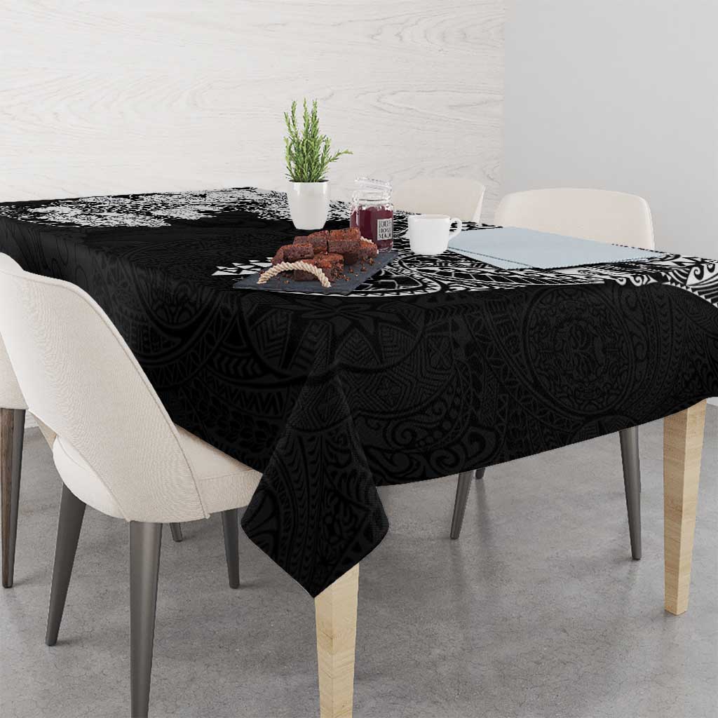Japanese Irezumi and Hawaiian Polynesian Art Tattoo Tablecloth Black Color - Polynesian Pride