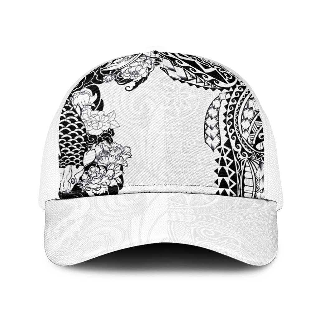 Japanese Irezumi and Hawaiian Polynesian Art Tattoo Baseball Net Cap White Color - Polynesian Pride