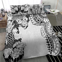 Japanese Irezumi and Hawaiian Polynesian Art Tattoo Bedding Set White Color - Polynesian Pride