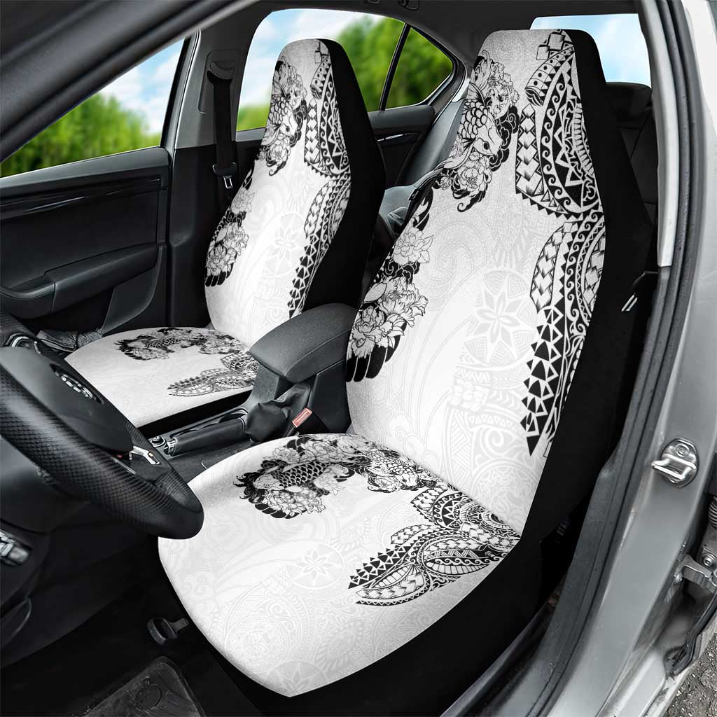 Japanese Irezumi and Hawaiian Polynesian Art Tattoo Car Seat Cover White Color - Polynesian Pride