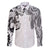 Japanese Irezumi and Hawaiian Polynesian Art Tattoo Family Matching Off The Shoulder Long Sleeve Dress and Hawaiian Shirt White Color - Polynesian Pride