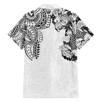 Japanese Irezumi and Hawaiian Polynesian Art Tattoo Family Matching Off Shoulder Maxi Dress and Hawaiian Shirt White Color - Polynesian Pride