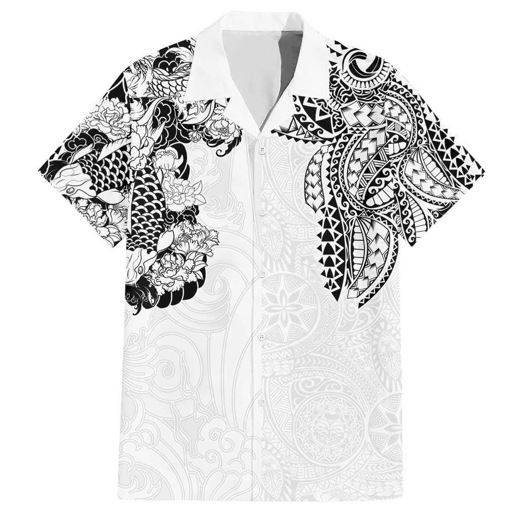 Japanese Irezumi and Hawaiian Polynesian Art Tattoo Hawaiian Shirt White Color - Polynesian Pride