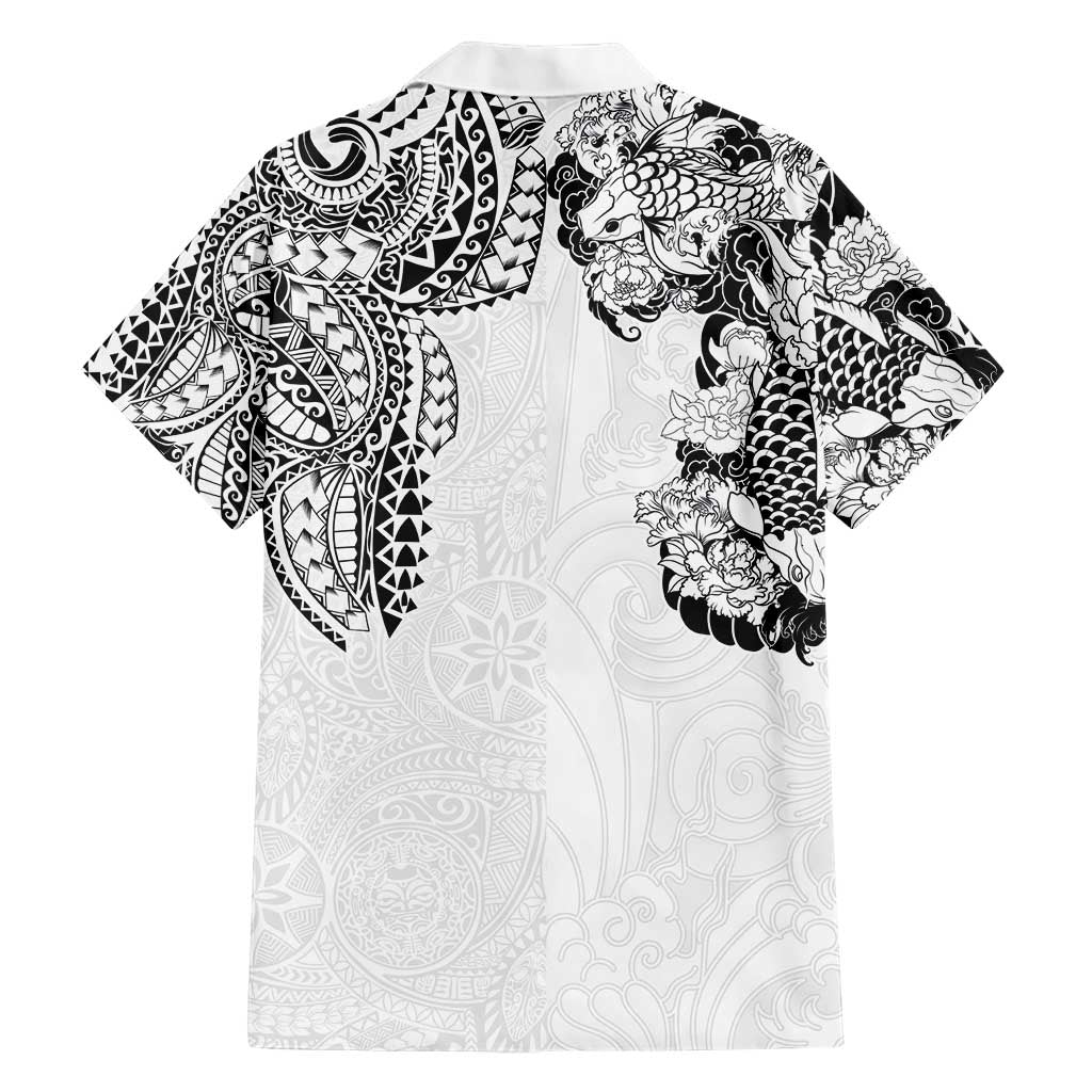 Japanese Irezumi and Hawaiian Polynesian Art Tattoo Hawaiian Shirt White Color - Polynesian Pride