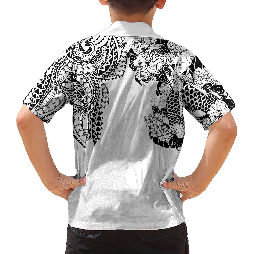 Japanese Irezumi and Hawaiian Polynesian Art Tattoo Hawaiian Shirt White Color - Polynesian Pride