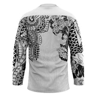 Japanese Irezumi and Hawaiian Polynesian Art Tattoo Hockey Jersey White Color - Polynesian Pride