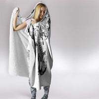 Japanese Irezumi and Hawaiian Polynesian Art Tattoo Hooded Blanket White Color - Polynesian Pride