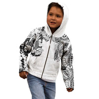 Japanese Irezumi and Hawaiian Polynesian Art Tattoo Kid Hoodie White Color - Polynesian Pride