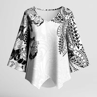 Japanese Irezumi and Hawaiian Polynesian Art Tattoo Kimono Sleeve Blouse White Color - Polynesian Pride
