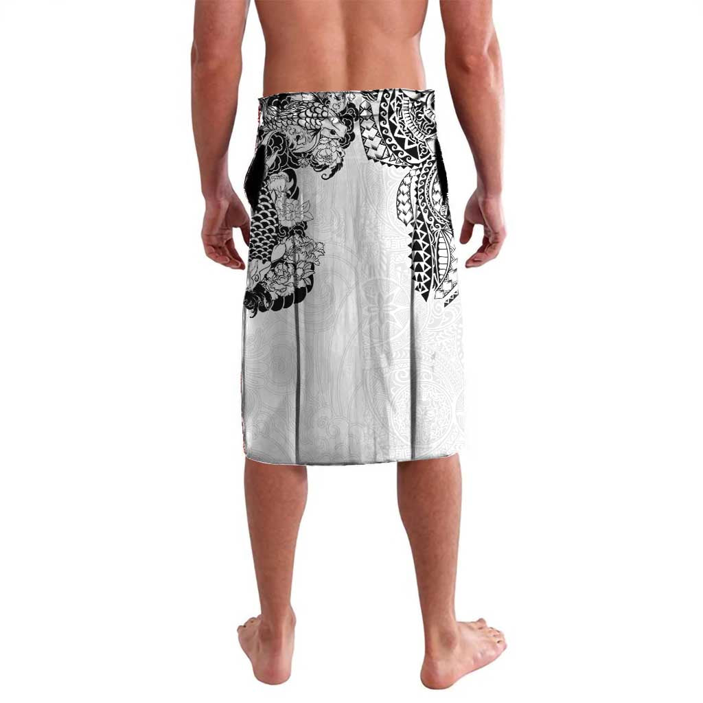 Japanese Irezumi and Hawaiian Polynesian Art Tattoo Lavalava White Color - Polynesian Pride