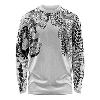 Japanese Irezumi and Hawaiian Polynesian Art Tattoo Long Sleeve Shirt White Color - Polynesian Pride