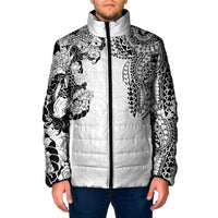 Japanese Irezumi and Hawaiian Polynesian Art Tattoo Padded Jacket White Color - Polynesian Pride