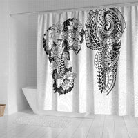 Japanese Irezumi and Hawaiian Polynesian Art Tattoo Shower Curtain White Color - Polynesian Pride