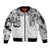 Japanese Irezumi and Hawaiian Polynesian Art Tattoo Sleeve Zip Bomber Jacket White Color - Polynesian Pride