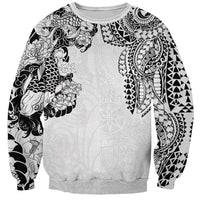 Japanese Irezumi and Hawaiian Polynesian Art Tattoo Sweatshirt White Color - Polynesian Pride