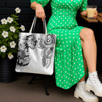 Japanese Irezumi and Hawaiian Polynesian Art Tattoo Tote Bag White Color - Polynesian Pride