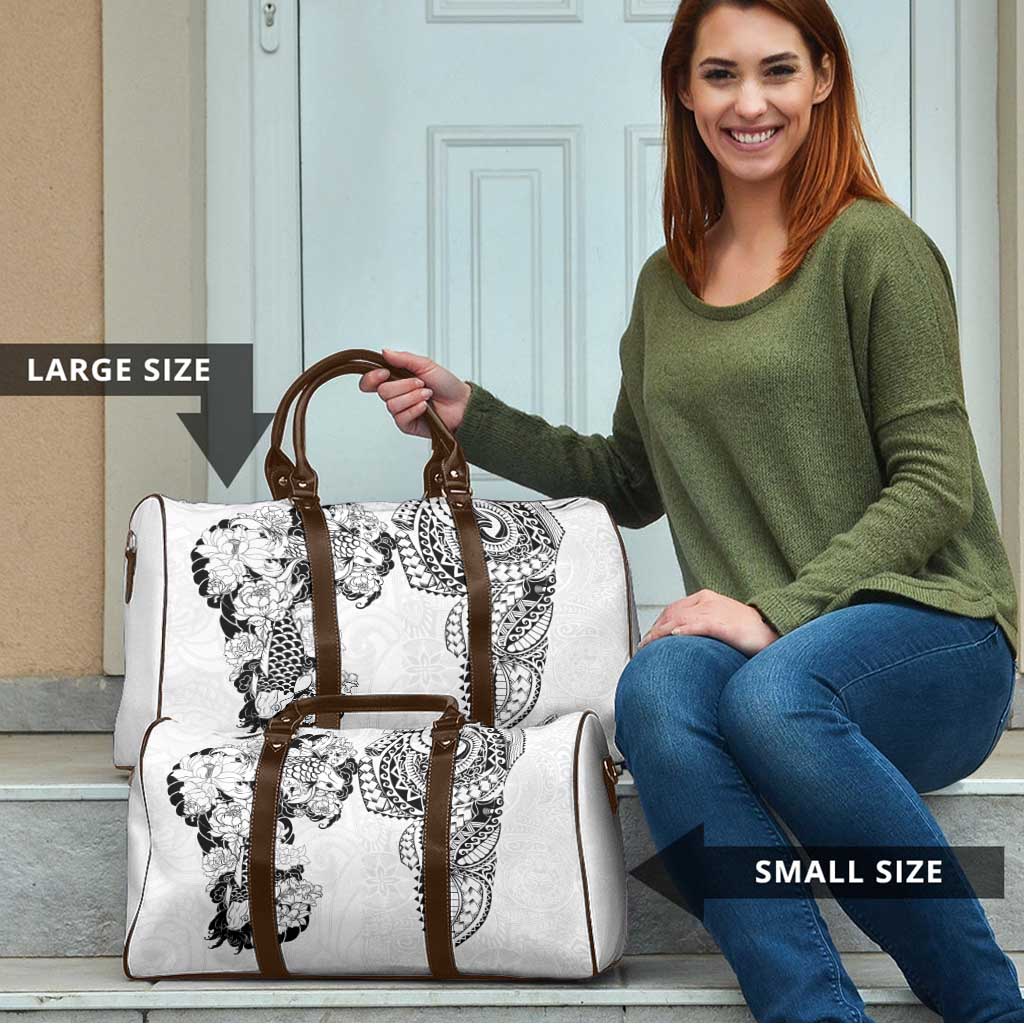 Japanese Irezumi and Hawaiian Polynesian Art Tattoo Travel Bag White Color - Polynesian Pride