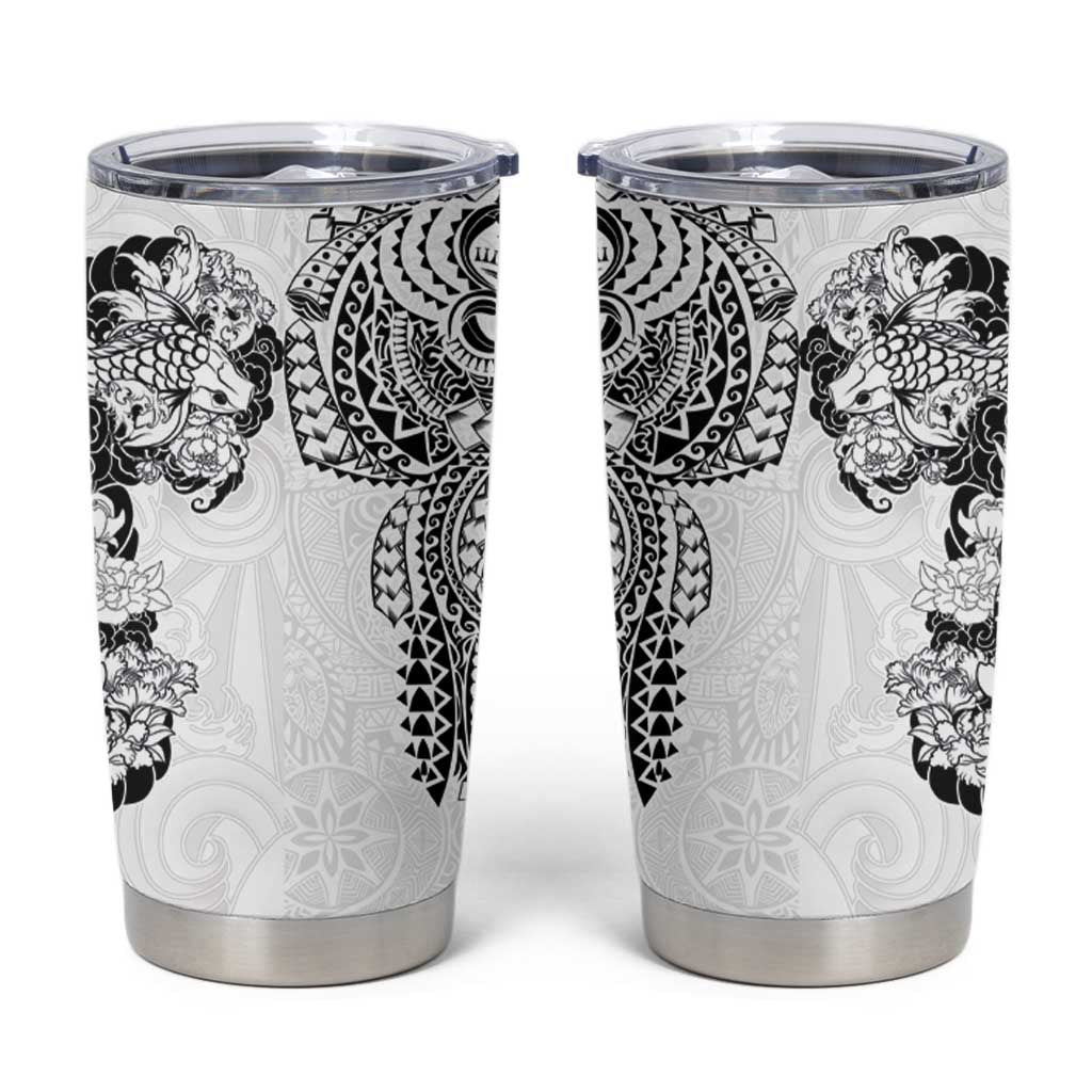 Japanese Irezumi and Hawaiian Polynesian Art Tattoo Tumbler Cup White Color - Polynesian Pride