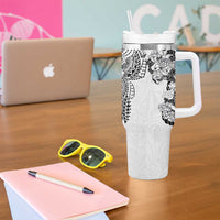 Japanese Irezumi and Hawaiian Polynesian Art Tattoo Tumbler With Handle White Color - Polynesian Pride