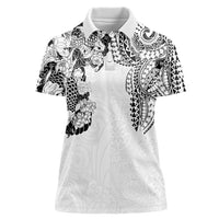 Japanese Irezumi and Hawaiian Polynesian Art Tattoo Women Polo Shirt White Color - Polynesian Pride
