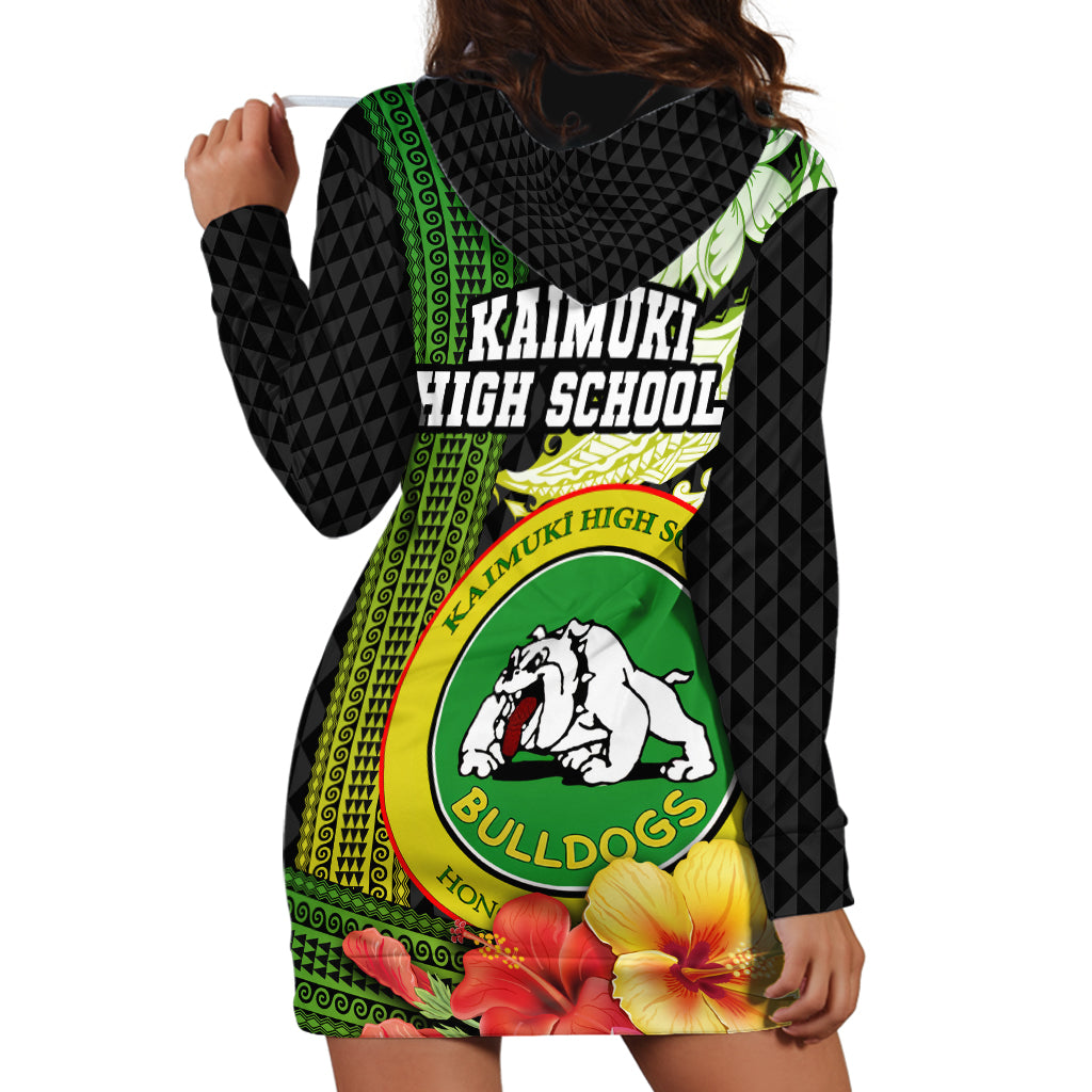 Hawaii Kaimuki High School Hoodie Dress Tribal Kakau Pattern Mix Hibiscus Flower LT03 - Polynesian Pride