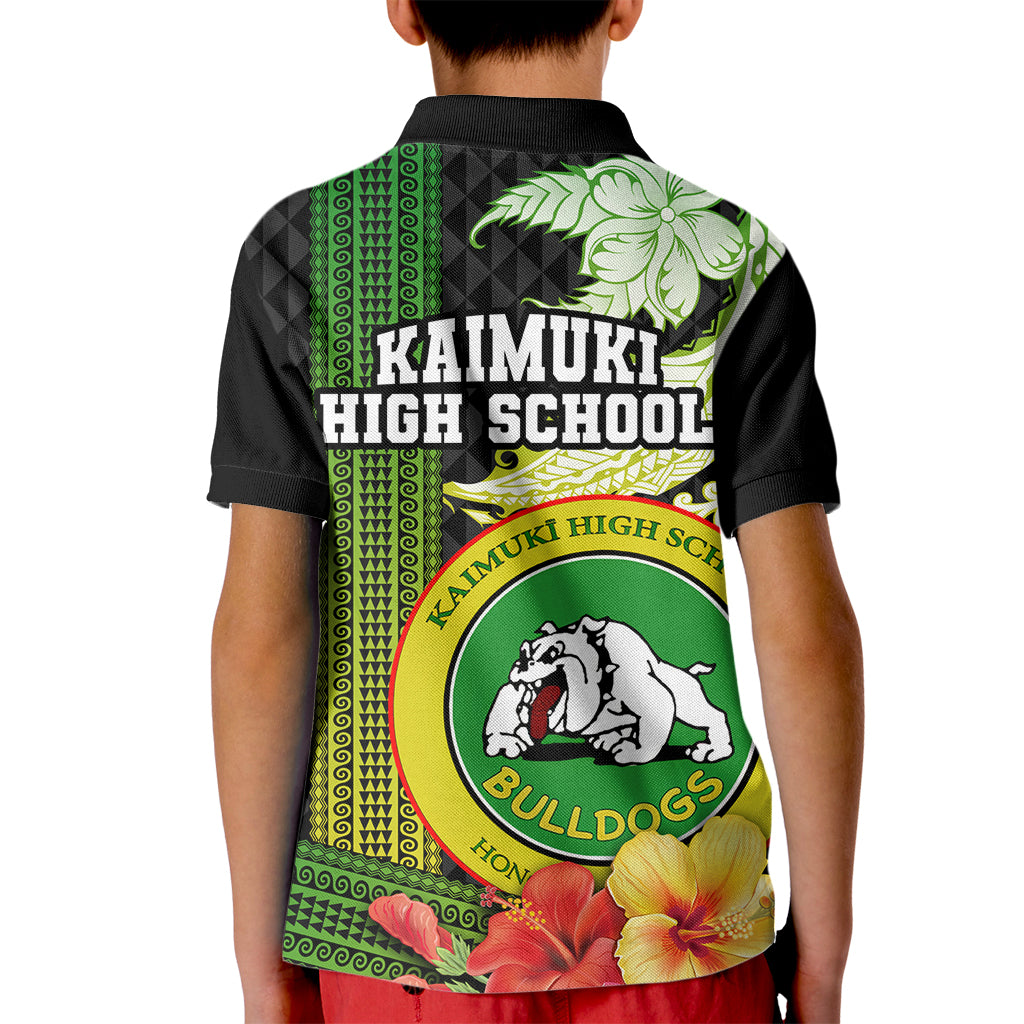 Hawaii Kaimuki High School Kid Polo Shirt Tribal Kakau Pattern Mix Hibiscus Flower LT03 - Polynesian Pride