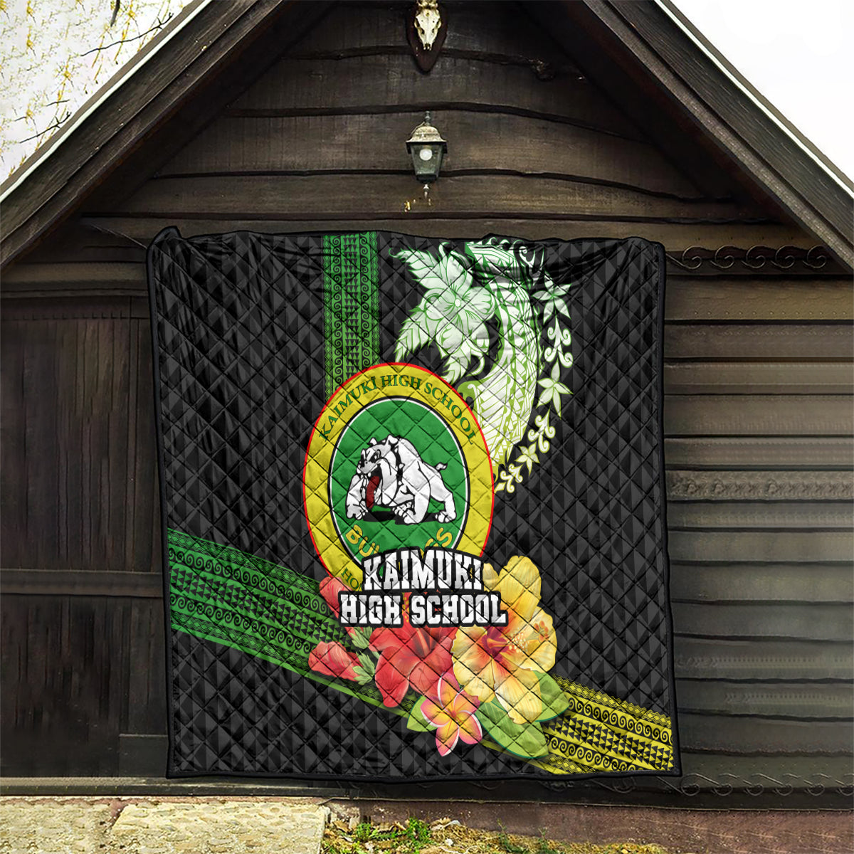 Hawaii Kaimuki High School Quilt Tribal Kakau Pattern Mix Hibiscus Flower LT03 - Polynesian Pride
