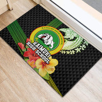 Hawaii Kaimuki High School Rubber Doormat Tribal Kakau Pattern Mix Hibiscus Flower LT03 - Polynesian Pride
